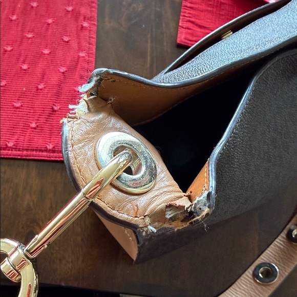 Michael Kors satchel Women's Shoulder Bag MK leather rivet crossbody purse tan - Picture 6 of 11